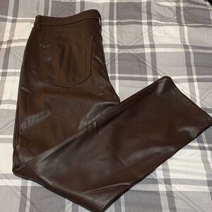 GAP Brown Slim High Waist Faux Leather Pants Size 30/10 Short length